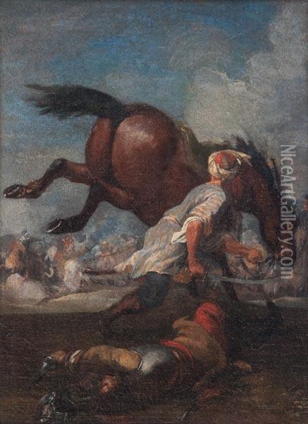 Cavaliere Turco Si Impossessa Di Un Cavallo Oil Painting - Giuseppe Pinacci