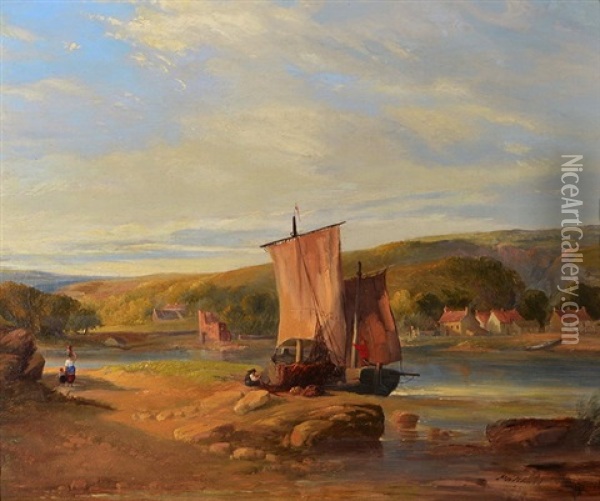 Preparing For A Fishing Trip Oil Painting - Edward F. D. Pritchard