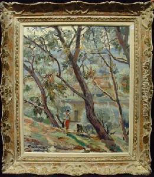 Mittelgebirge Im Sudfrankreich Oil Painting - Joseph Francois X. Meissonnier