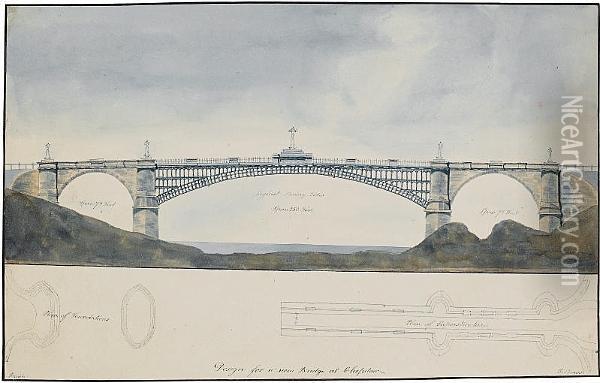 Design For A New Bridge At Chepstow Oil Painting - Richard Evans