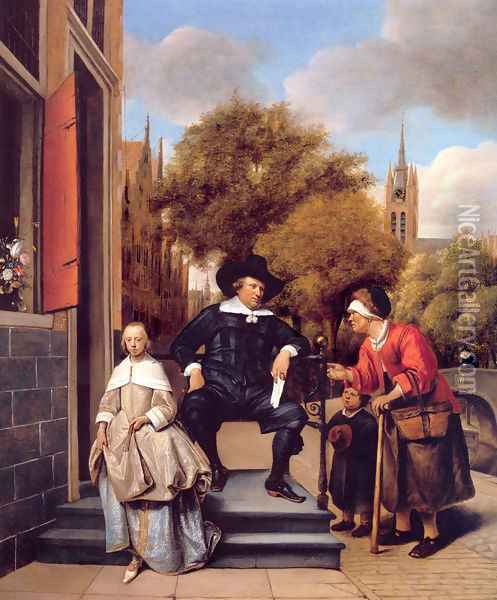A Burgher of Delft and His Daughter Oil Painting - Jan Steen