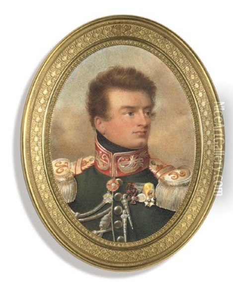 Colonel Count Vasilii Ivanovich Apraksin Oil Painting - Jean-Baptiste Isabey