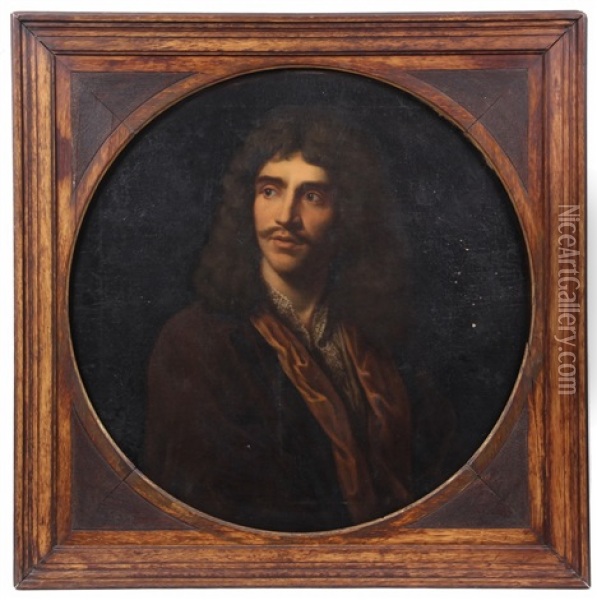 Portrait Of French Playwright Moliere Oil Painting - Jean Baptiste Mauzaisse