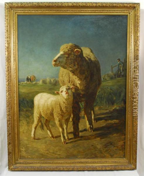 Brebis Et Son Agneau Oil Painting - Constant Troyon