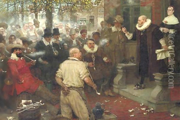 The Smoker's Rebellion (The Edict of William The Testy) Oil Painting - George Henry Boughton
