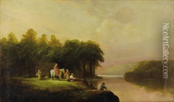 Lanscape With Figures Oil Painting - Samuel P. Dyke