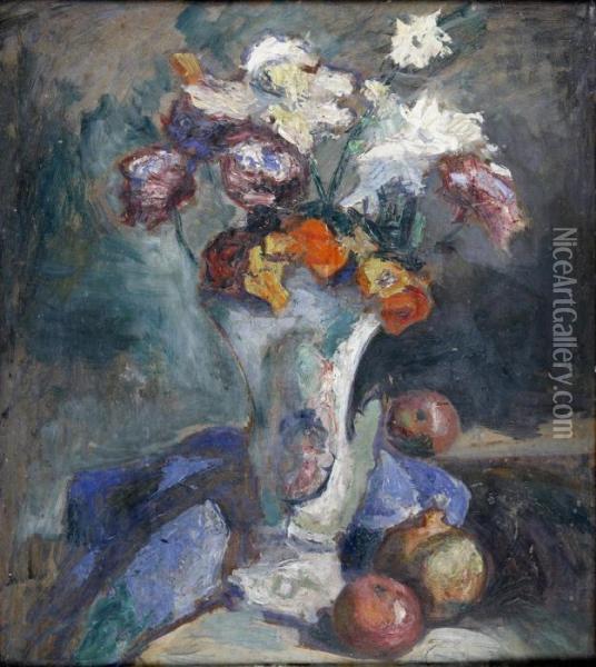 Vase De Fleurs Et Fruits Oil Painting - Manuel Ortiz De Zarate