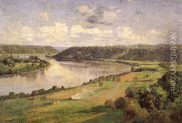 The Ohio river from the College Campus, Honover Oil Painting - Theodore Clement Steele