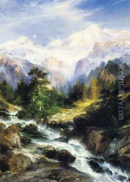 In the Teton Range Oil Painting - Thomas Moran