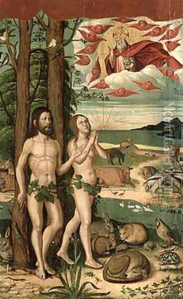 Adam and Eve in the Garden of Eden Oil Painting - Pere Mates
