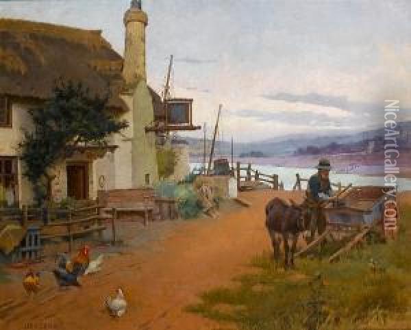 Outside 'the Ship' At Porlock, Somerset Oil Painting - Leghe Suthers