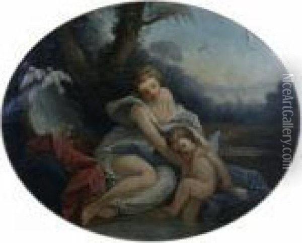 Diana And Cupid, Oval Oil Painting - Francois Boucher