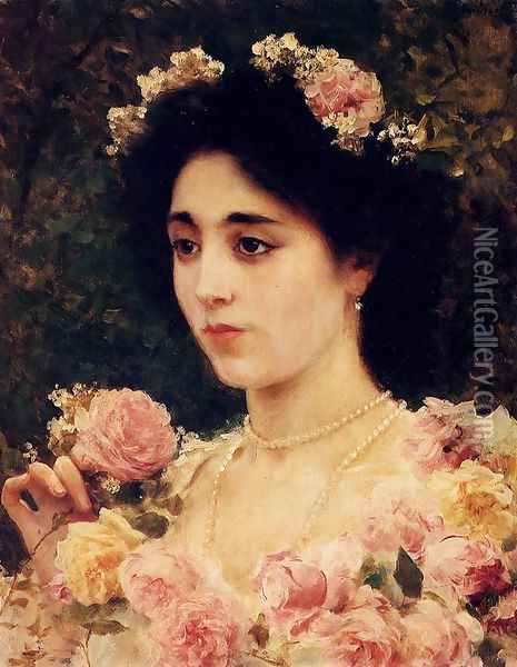 The Pink Rose Oil Painting - Federico Andreotti