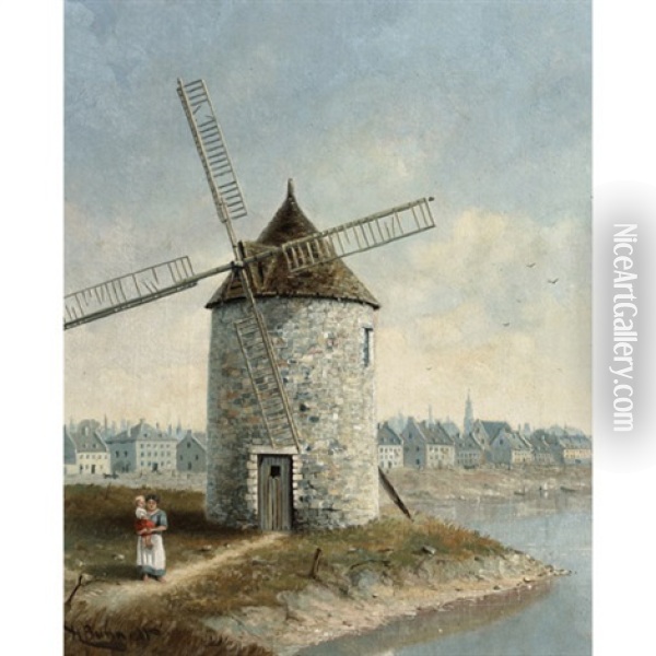 Windmill Point And Montreal Riverfront (from A Sketch Taken In 1806) Oil Painting - Henry Richard Sharland Bunnett