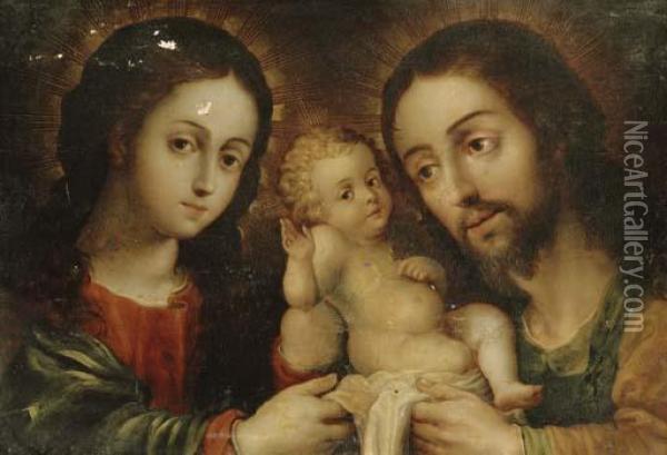 The Holy Family Oil Painting - Nicolas Rodriguez Juarez