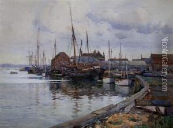 A Still Morning, Poole Harbour Oil Painting - Herbert Kerr Rooke
