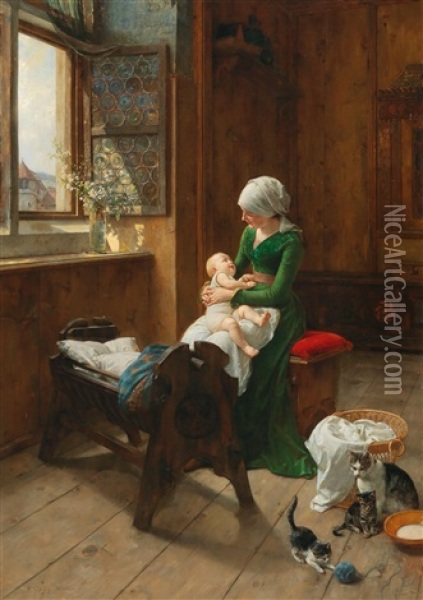 The Family Idyll Oil Painting - Eduard Niczky