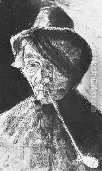 Man with Clay Pipe and Bandaged Eye Oil Painting - Vincent Van Gogh