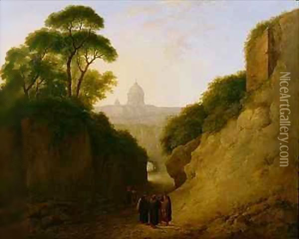 A Distant View of Rome Oil Painting - Thomas Barker of Bath
