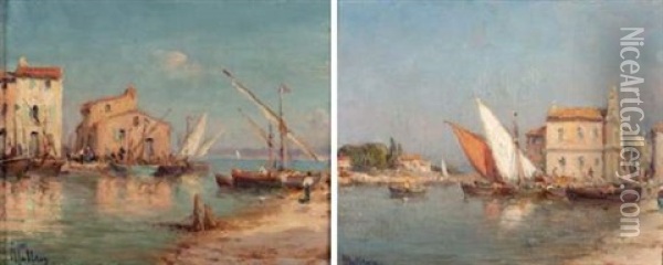 Les Martigues (pair) Oil Painting - Henri Malfroy-Savigny