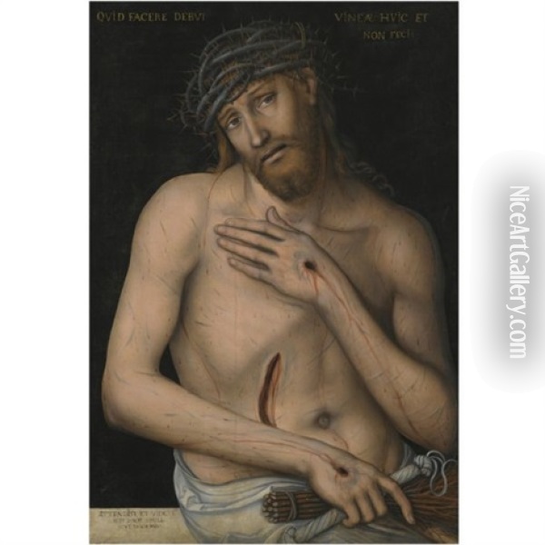 Christ As The Man Of Sorrows Oil Painting - Lucas Cranach the Younger