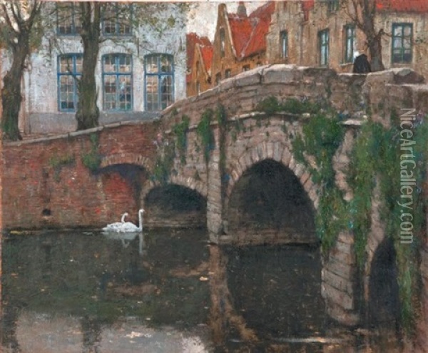 Vieille Ville Vue Presumee De Bruges Oil Painting - Hendrick Cassiers