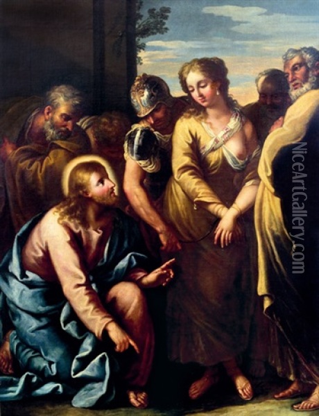 Cristo E L'adultera Oil Painting - Nicolo Bambini