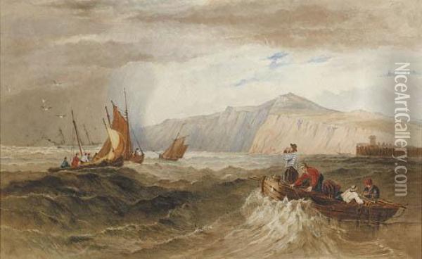 Fishing Smacks Off Dover Oil Painting - Samuel Prout