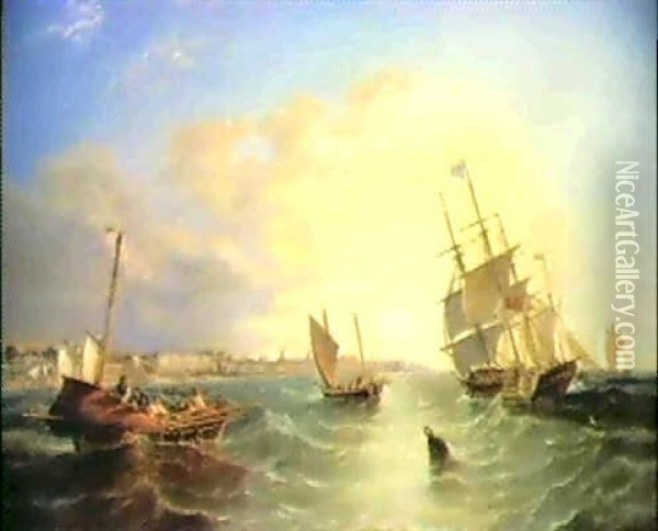 Shipping Off Great Yarmouth Oil Painting - John Wilson Carmichael