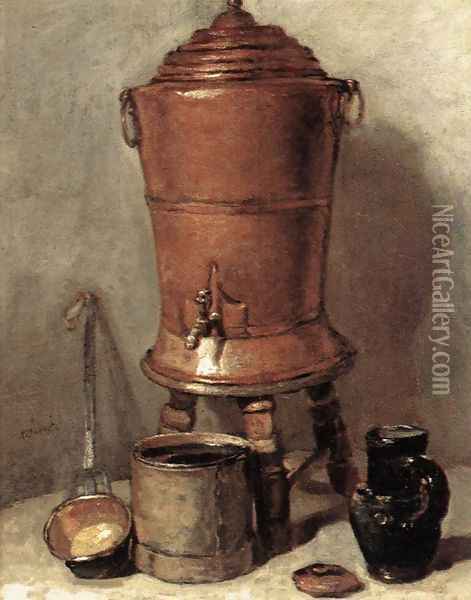 The Copper Drinking Fountain c. 1734 Oil Painting - Jean-Baptiste-Simeon Chardin