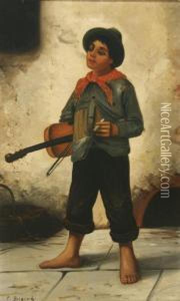 The Peasant Violinist Oil Painting - Francois Xavier Bricard
