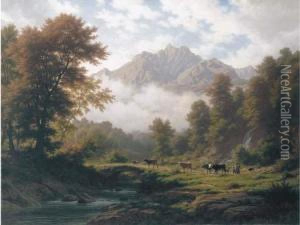 Landschaft Mit Pilatus Bei Morgenstimmung Oil Painting - Robert Zund
