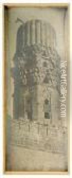 Kaire. 1843. Gama El Hakem. Minaret Oil Painting - Joseph Philibert Girault De Prangey