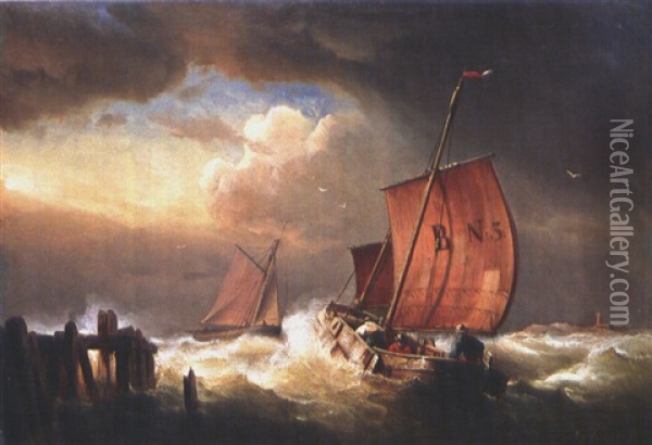 Sturmische See Oil Painting - Franz Johann (Wilhelm) Huenten