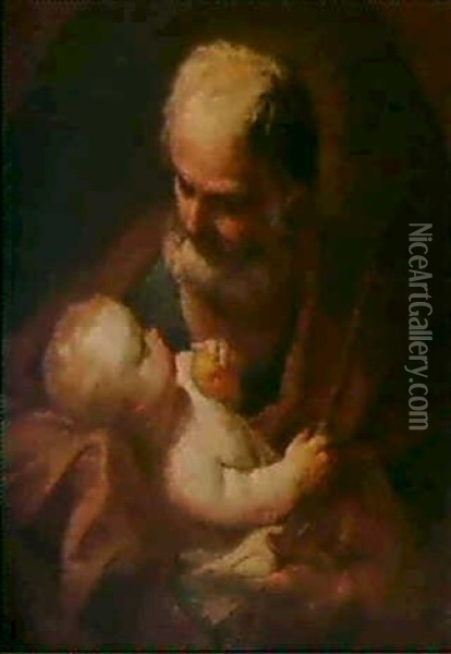 Saint Joseph Et L'enfant Jesus Oil Painting - Elisabetta Sirani