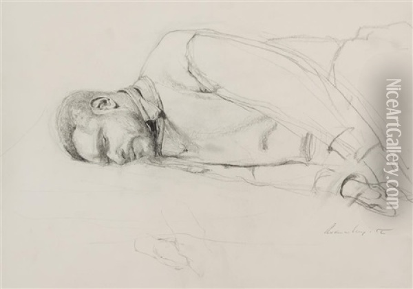 Willard Asleep Oil Painting - N.C. Wyeth