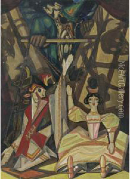 The Wizard: Design For Stravinsky's 1924 Metropolitan Opera Production Of Petroushka Oil Painting - Serge Iurevich Soudeikine