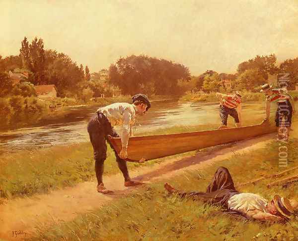 Le Repos Des Canotiers (The Rowers Rest) Oil Painting - Joseph Ferdinand Gueldry