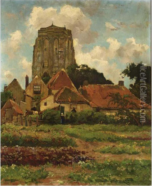 View Of A Village With Vegetable Garden, Zeeland Oil Painting - Christian Snijders