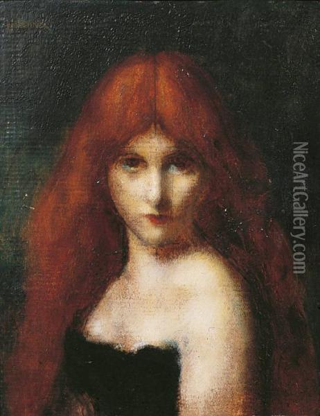 Portrait De Jeune Fille Oil Painting - Jean-Jacques Henner