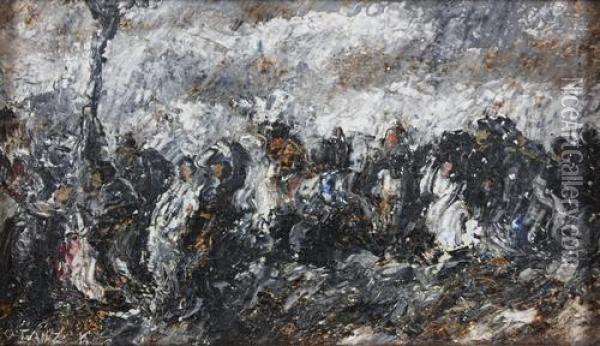 Battle Scene Oil Painting - Karoly Kotasz