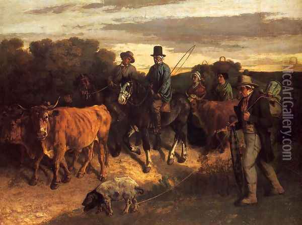 The Peasants of Flagey Returning from the Fair, 1850-55 Oil Painting - Gustave Courbet