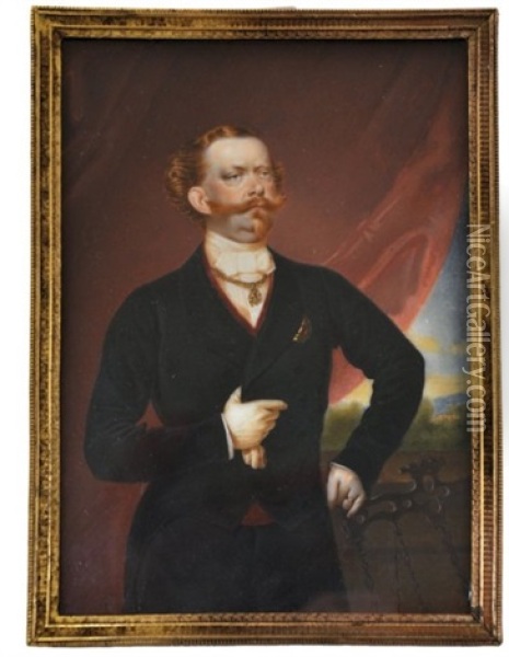 Portrait Du Prince De Piemont, Futur Victor Emmanuel Ii En Costume Civil Oil Painting - Luigi Gandolfi