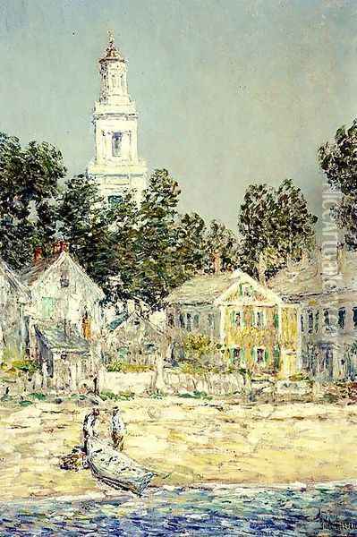 White Church, Provincetown, 1900 Oil Painting - Childe Hassam