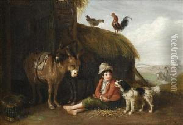 Thefarmyard Oil Painting - Edmund Bristow