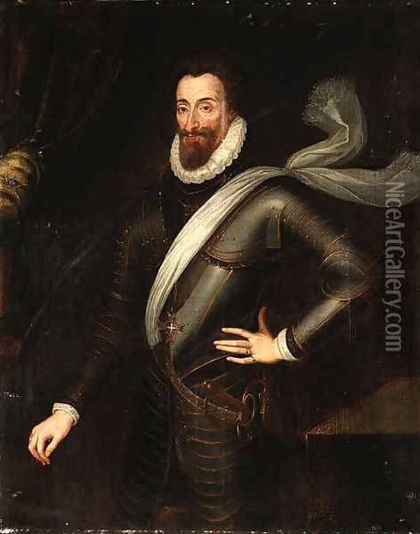 Portrait of King Henry IV Oil Painting - School Of Fontainebleau