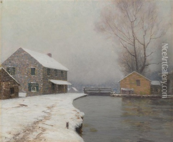 The Lock In Winter Oil Painting - Lovell Birge Harrison