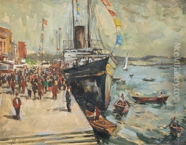 Quai De Galata, Constantinople Oil Painting - Charles Cottet