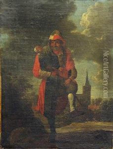 Le Montreur De Marionnette Oil Painting - David The Younger Teniers