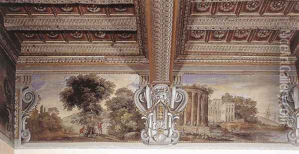 Imaginary Landscape With Temple Of Sibyl At Tivoli Oil Painting - Agostino Tassi